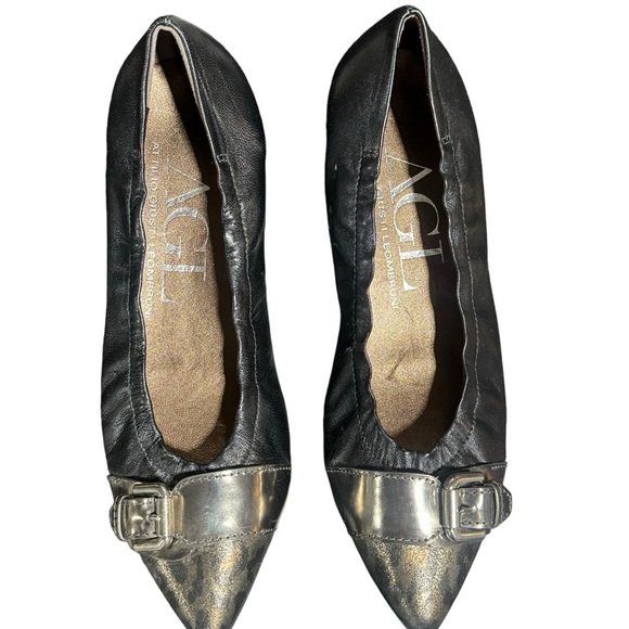 AGL Attilio Giusti Leombruni Womens Ballet Flats Size 37.5 Pewter Silver Cap Toe - Picture 3 of 8